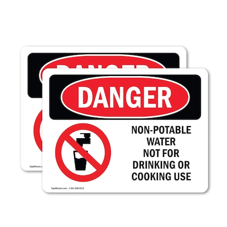 Signmission Non-Potable Water Not For Drinking Cooking, 18 in W x Rectangle, Vinyl Decal OS-2PACK-DS-D-1218-L-1503